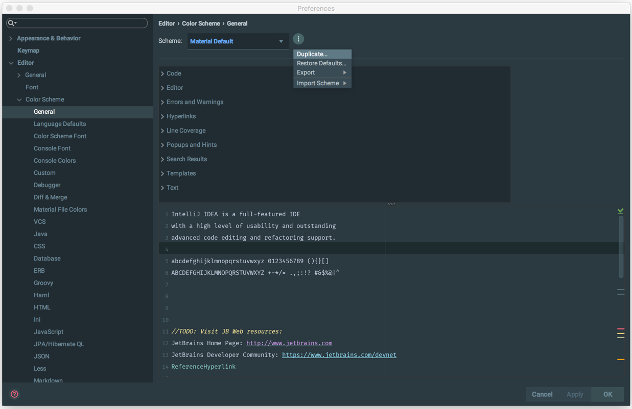 Atom Editor Color Palette