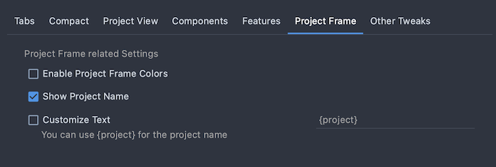 Project Frame Settings