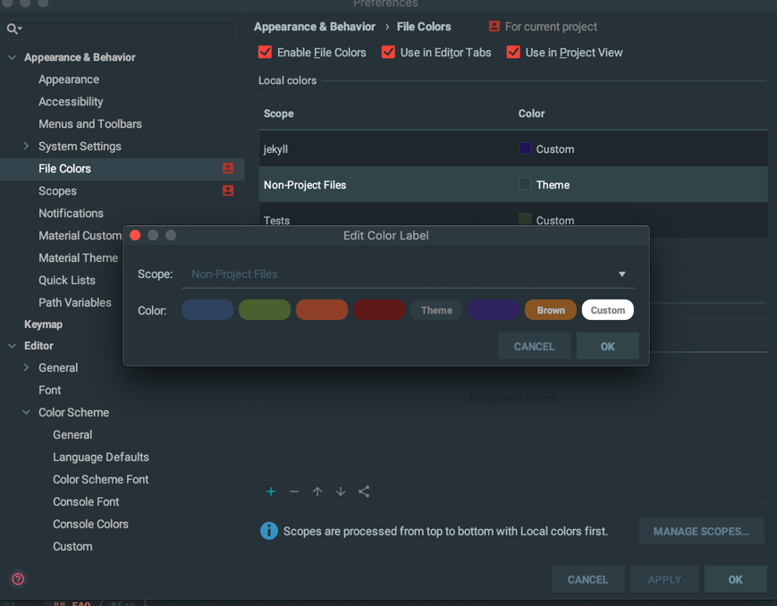 Excluded Files Colors Material Theme UI Documentation
