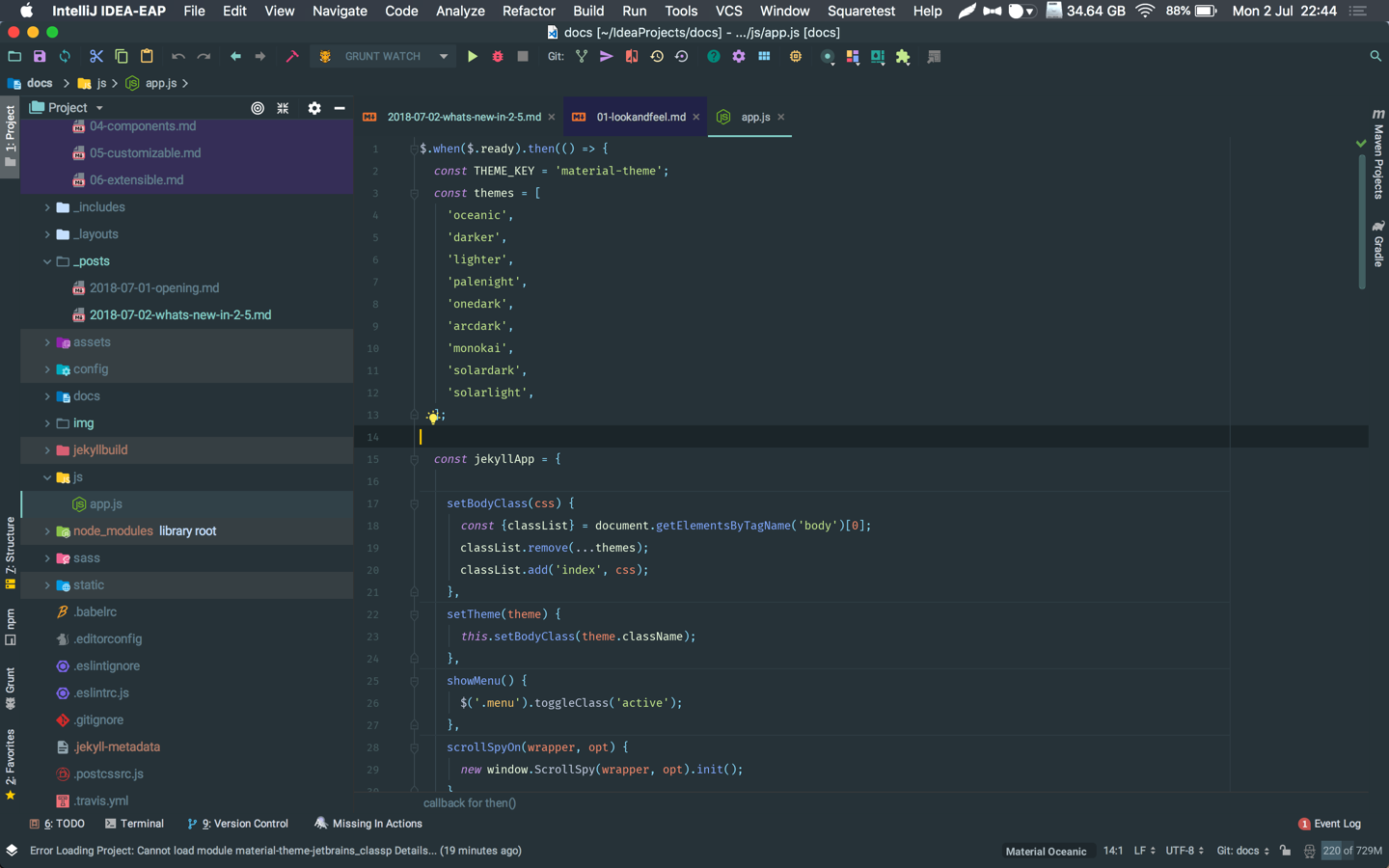 Main Settings - Material Theme UI Documentation